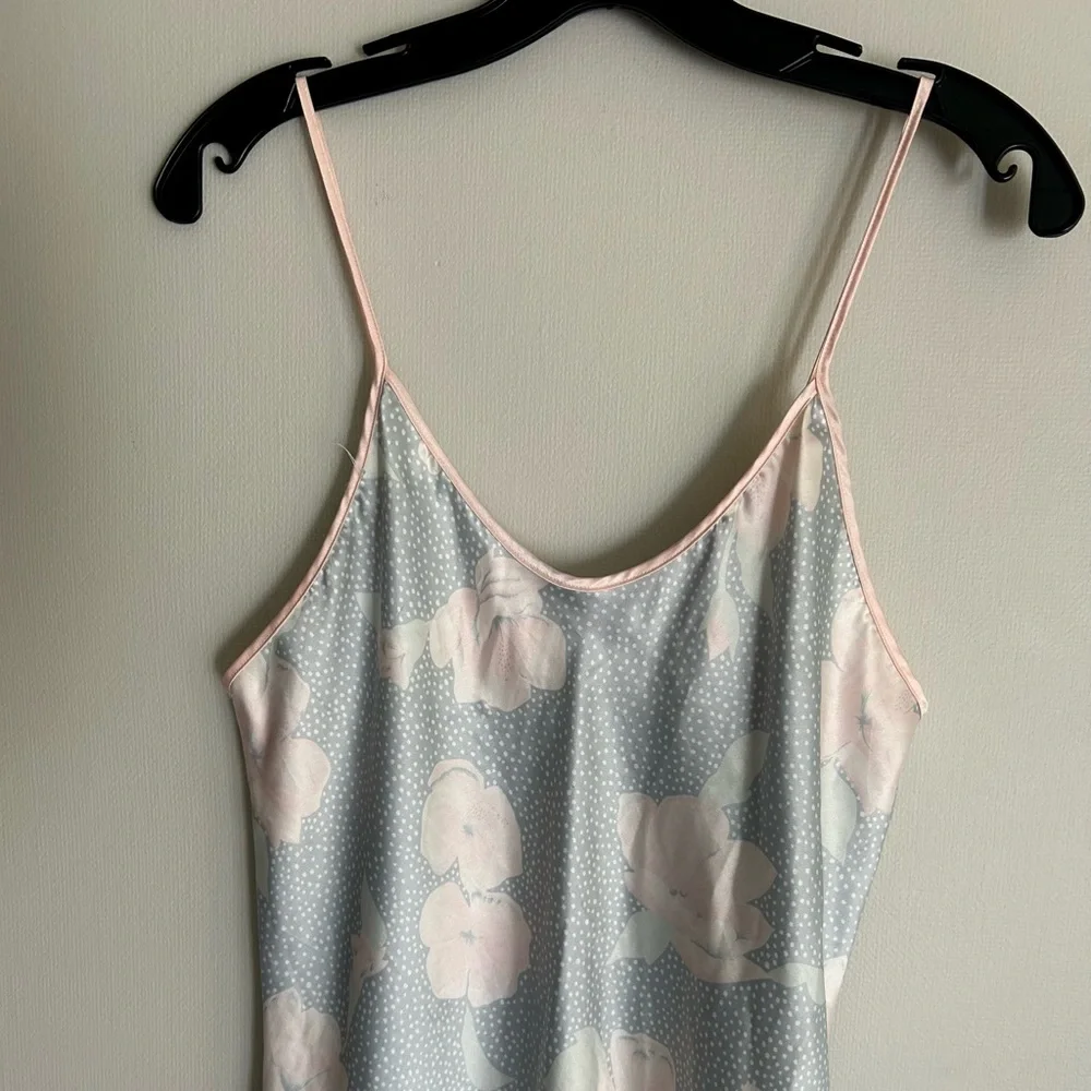 VINTAGE 90s Pastel Floral Bias Cut Ruffle Slip Dress Fairy Coquette Romantic | M